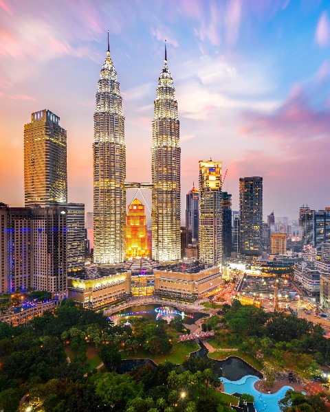 Skyscrapers and The Petronas Towers in Kuala Lumpur.